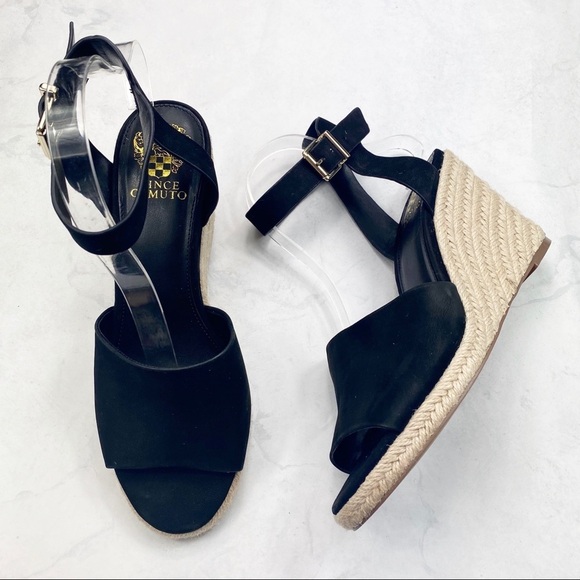 [Vince Camuto] Classic Black Espadrille Wedges